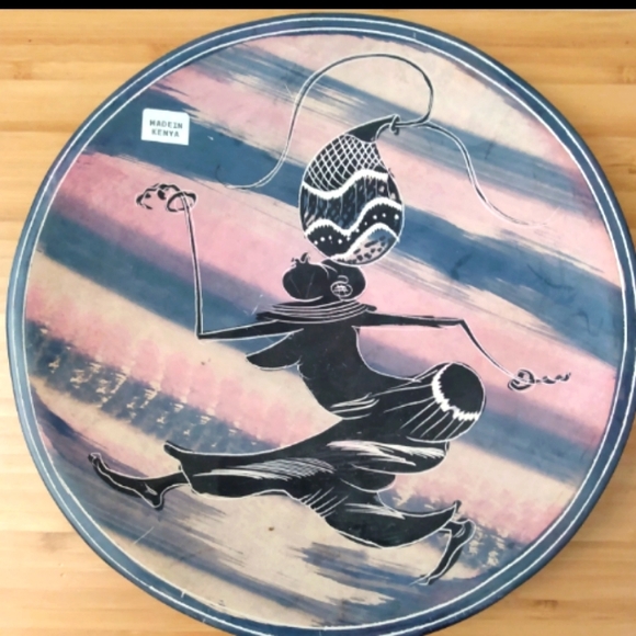 Plate African w/Design HandPainted Handmade - Picture 1 of 2